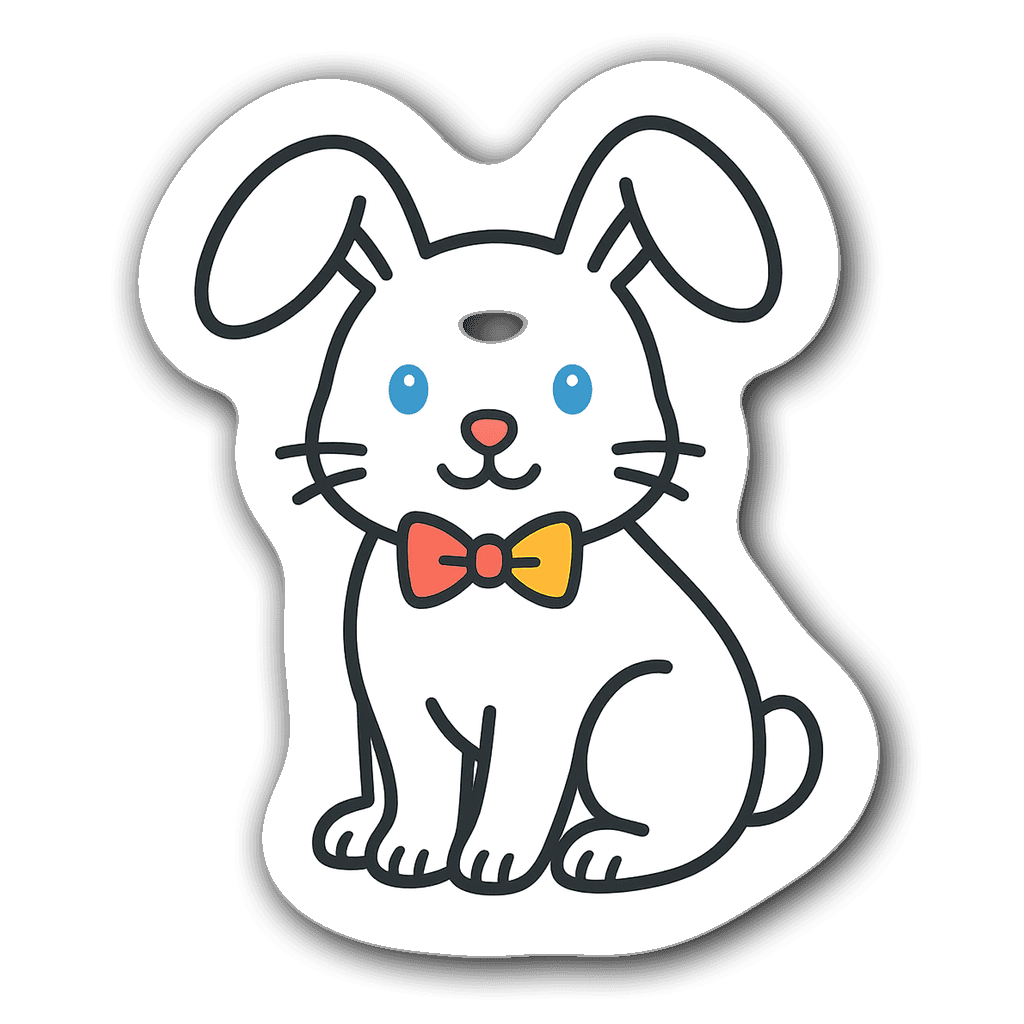 Minimalist outline sticker of a playful bunny rabbit