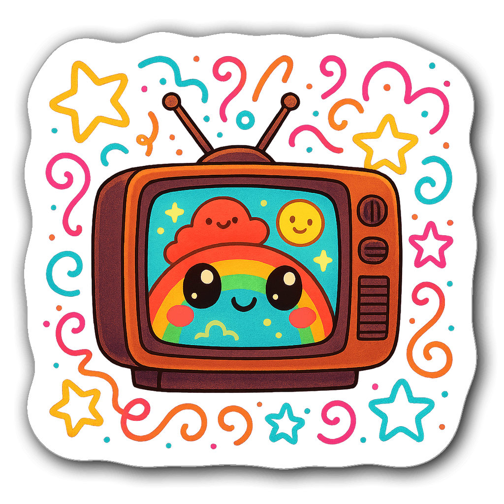 Kawaii chibi style cute retro television sticker