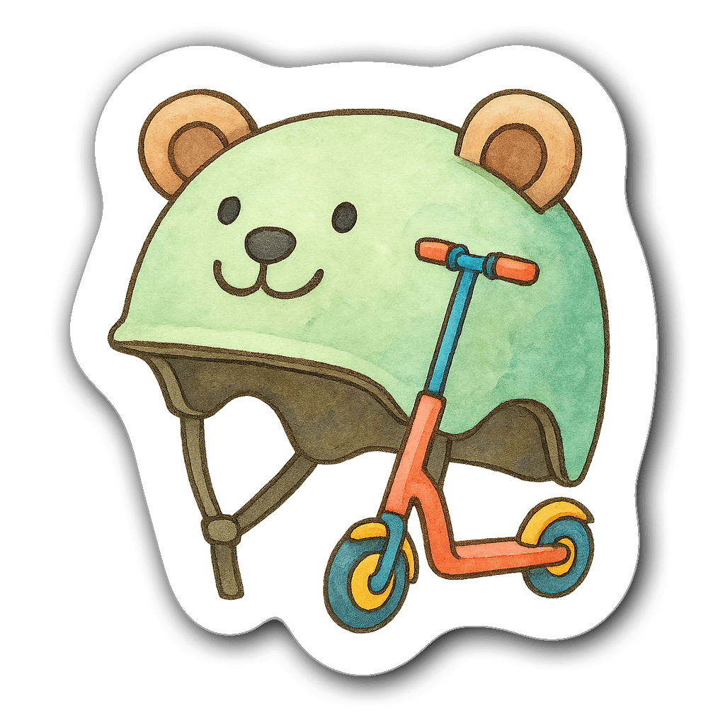 Whimsical cartoon animal helmet with electric scooter design