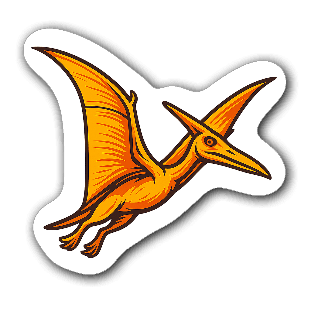 Charming Pterodactyl sticker in mid-flight with transparent background