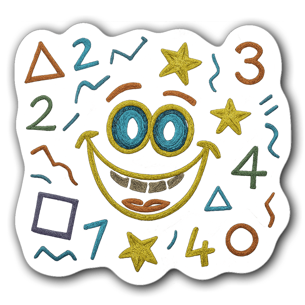 Graffiti style chalkboard sticker with colorful doodles