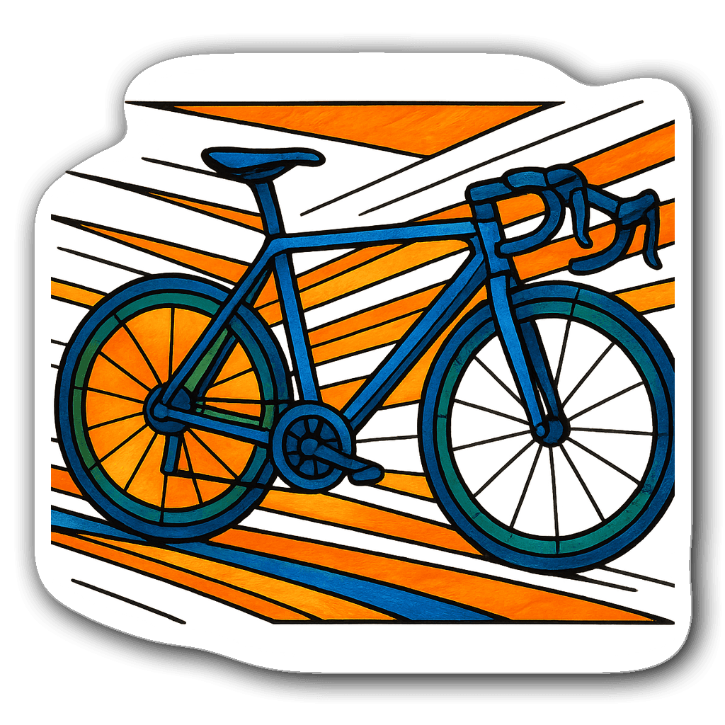 Sleek racing bike design in stained glass style with motion lines