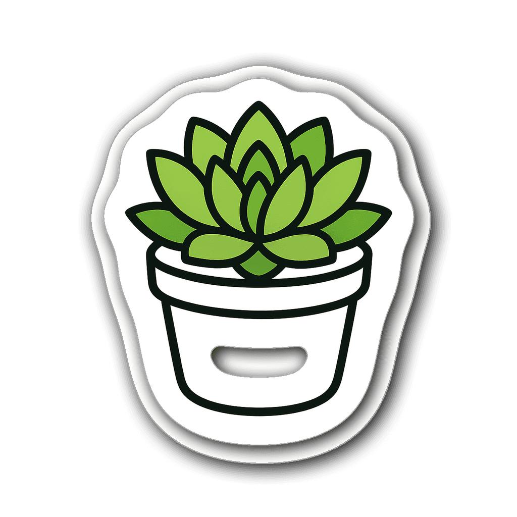 Minimalist line art succulent in a pot for window decor