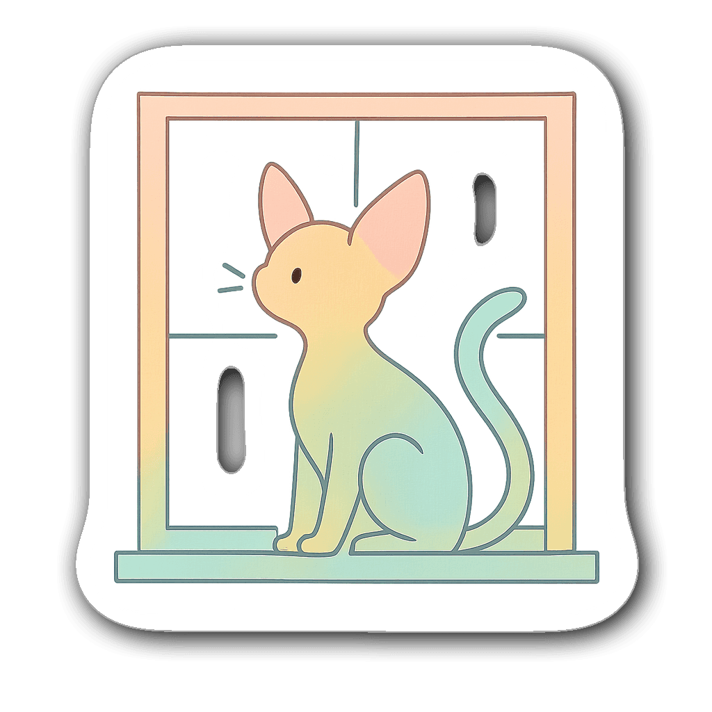 Minimalist cat silhouette window decal in pastel colors