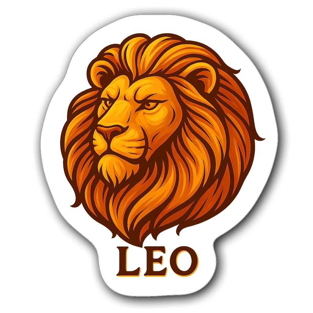 Vibrant Leo pop art sticker featuring a lion's head.