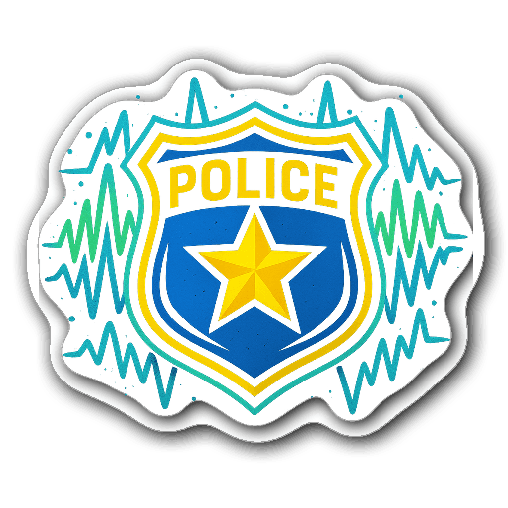 Graffiti-style bold police officer emblem sticker