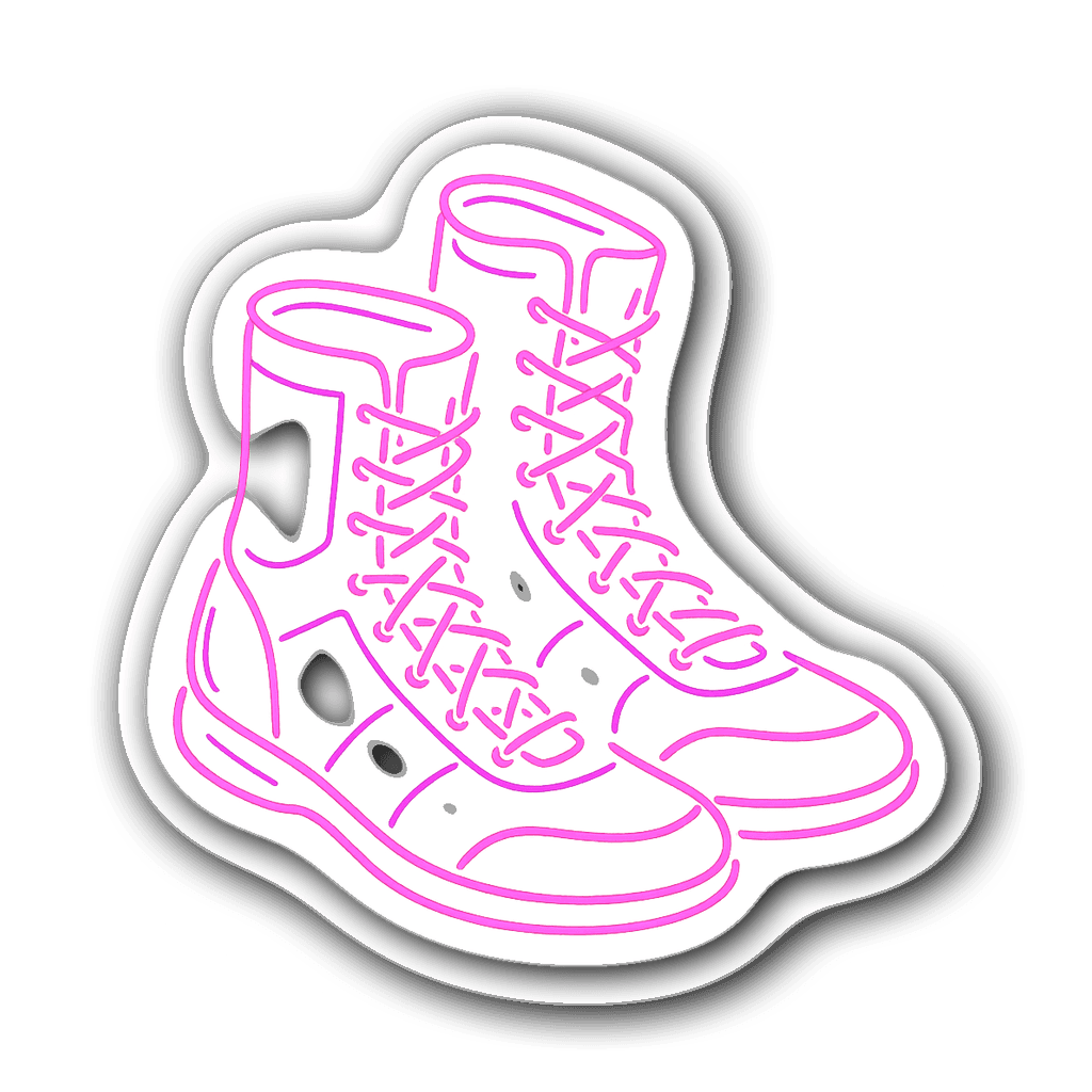 Stylized neon pink and purple boxing shoes sticker