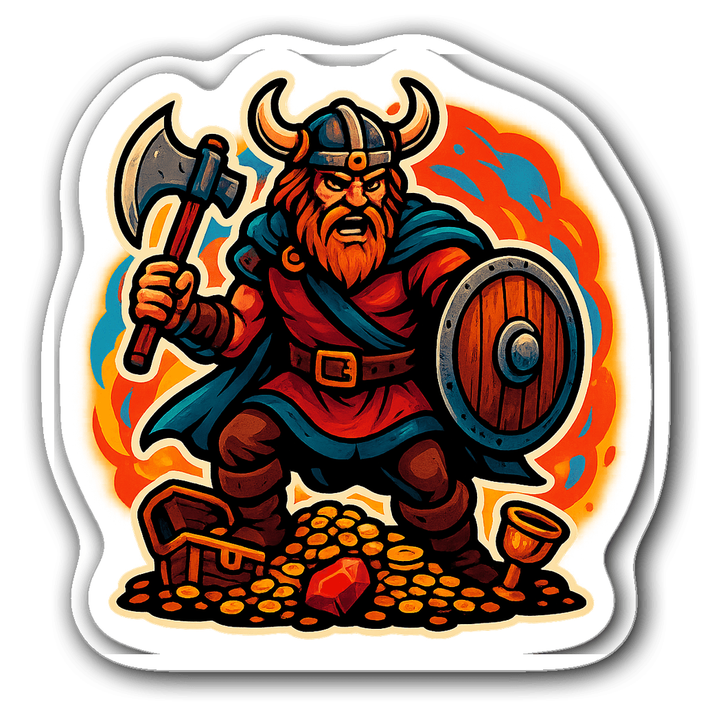 Fierce warrior sticker in graffiti street art style