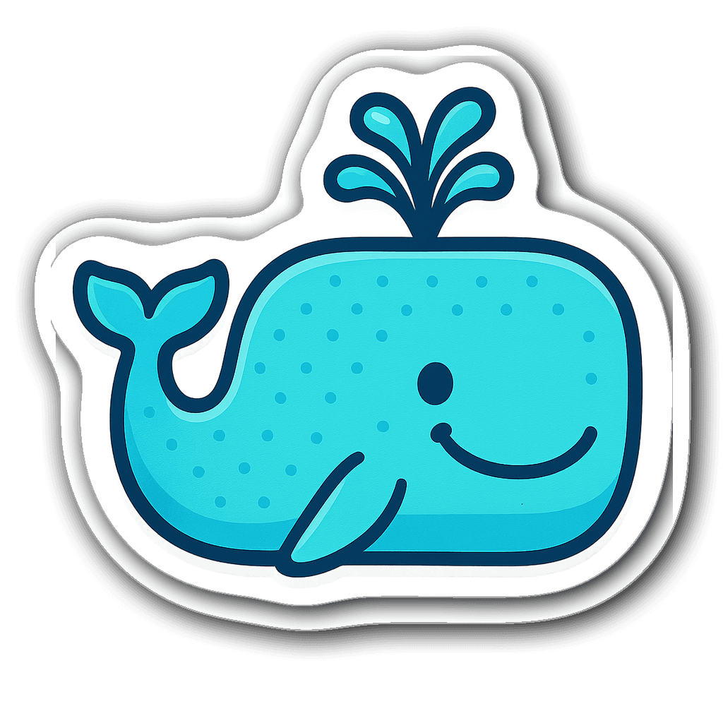 Cute bandaid sticker shaped like a smiling whale