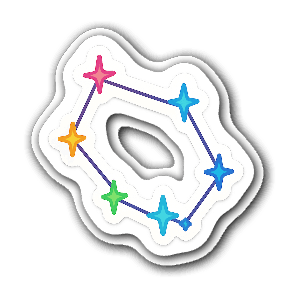 Libra constellation sticker with bright stars and teal background