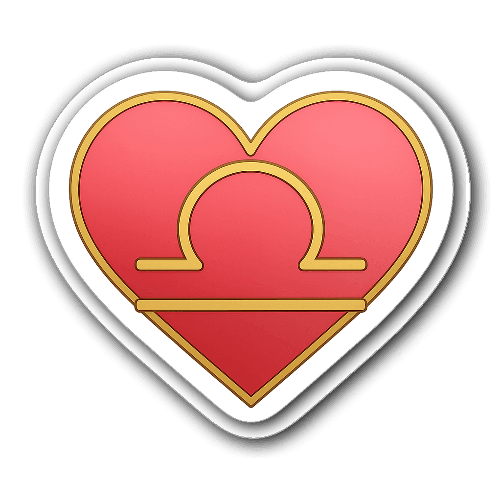 Libra symbol integrated with a heart in red and pink