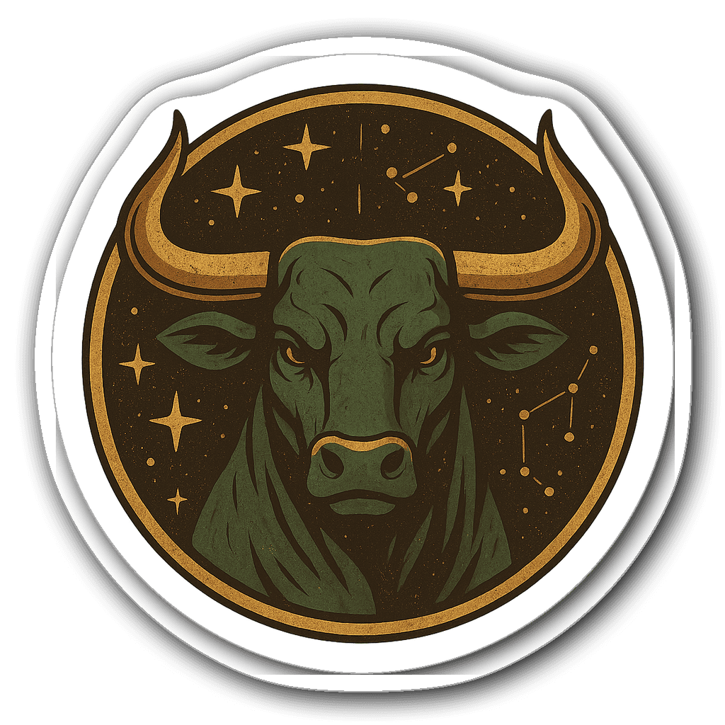 Taurus bull vintage sticker with stars and constellations