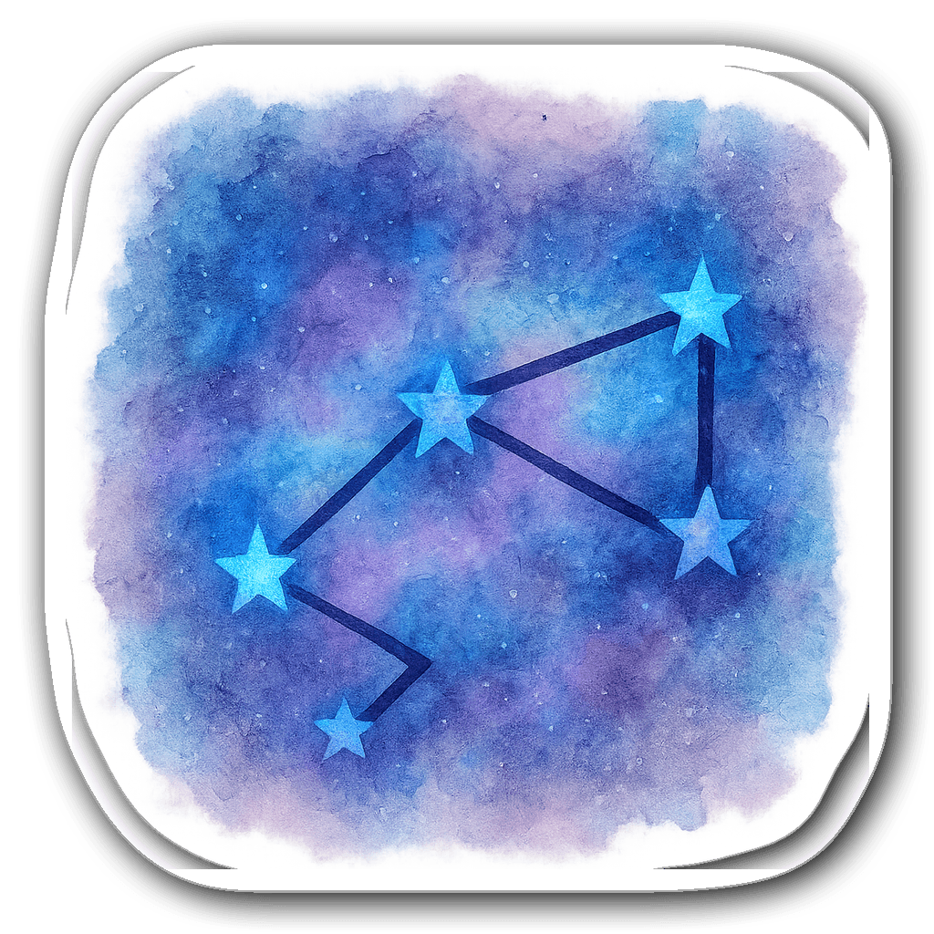 Aquarius constellation in soft watercolor style with stars
