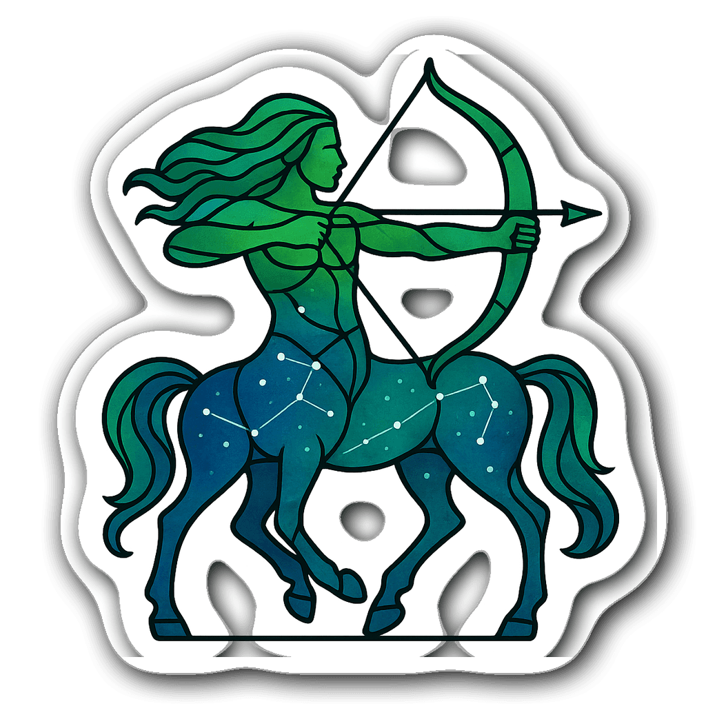 Stained glass style Sagittarius centaur vinyl sticker
