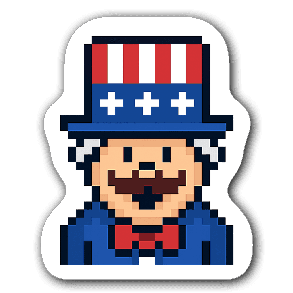 Pixel art 8-bit Uncle Sam character sticker