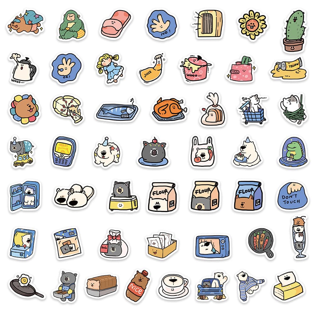Adorable cartoon animal stickers for journals and luggage