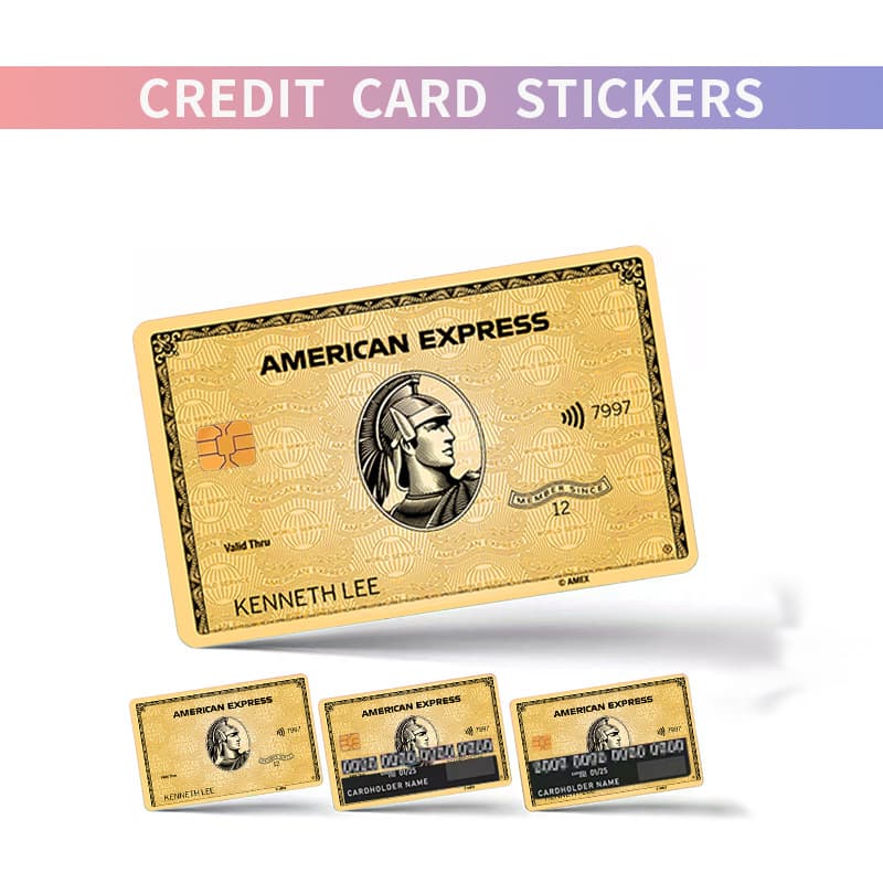 Colorful personalized stickers for credit cards