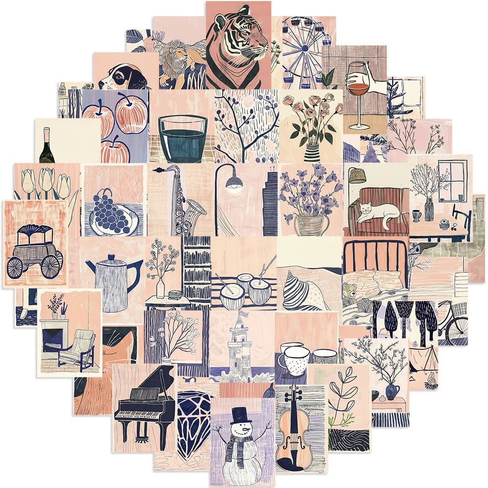 Variety of cute portable abstract art stickers for home use