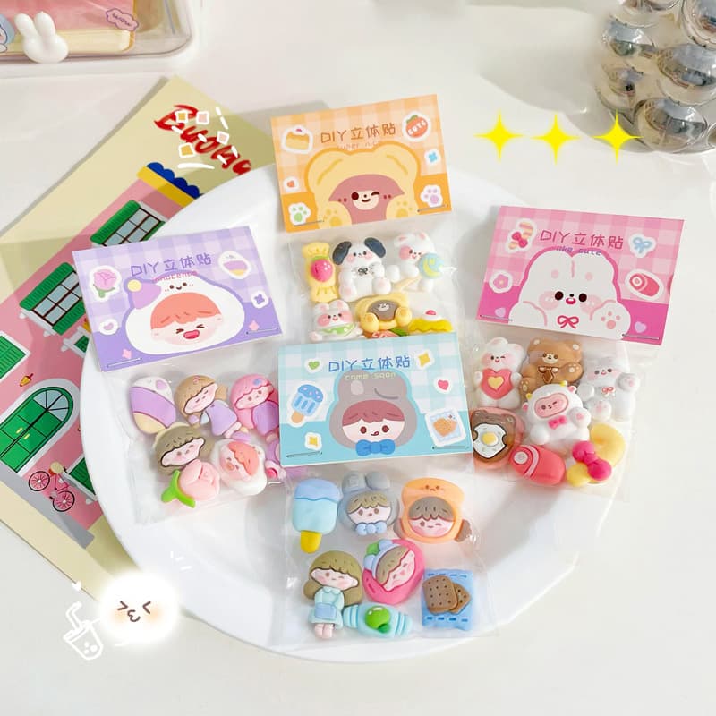 Cute 3D cartoon animal sticker series in vibrant colors