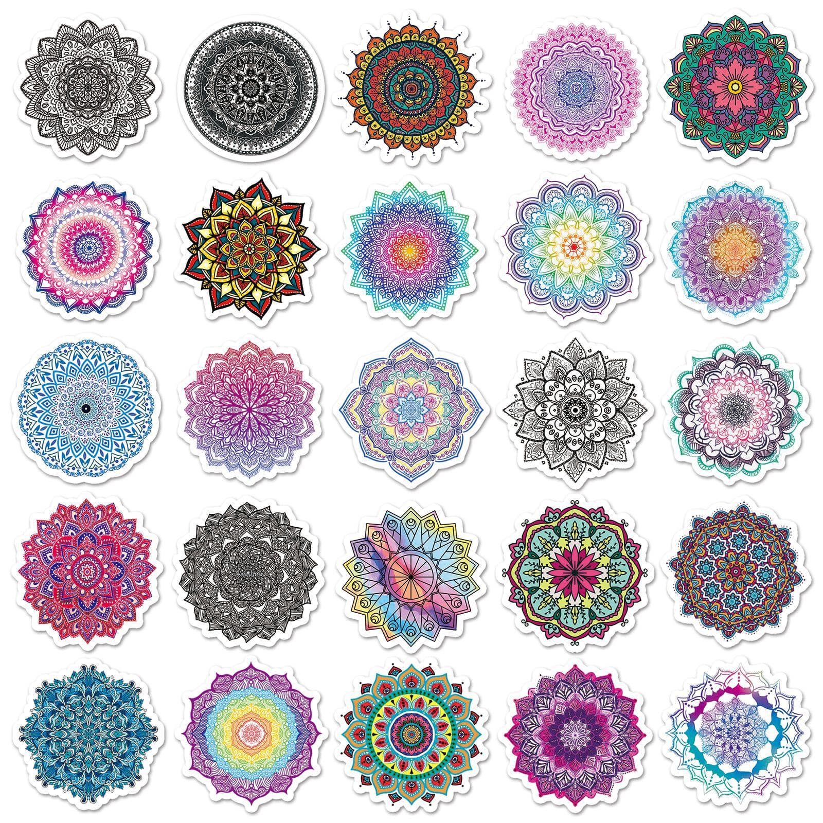 Colorful mandala graffiti sticker for phone and luggage.