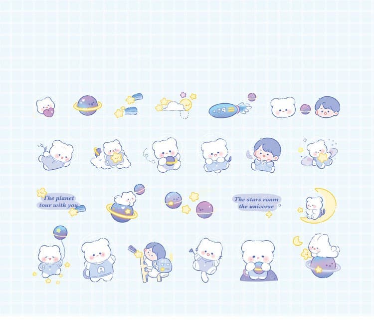 Cartoon cute blue hand tent decorative stickers