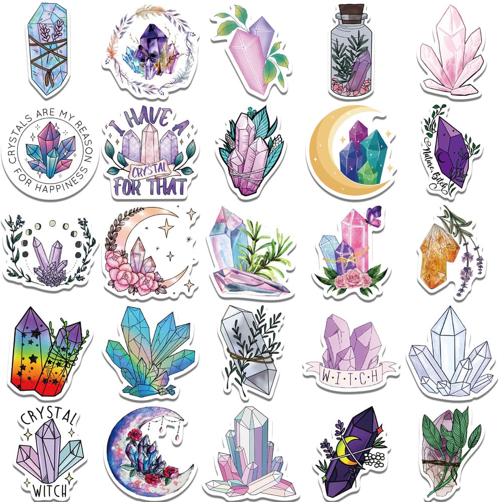 Vibrant dreamy crystal graffiti stickers in various designs
