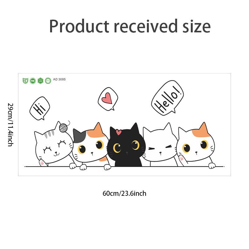 Cute cat pyramid design wall sticker for bedroom decor