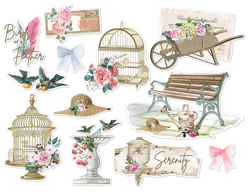 Vintage hand ledger decorative stickers on a flat surface
