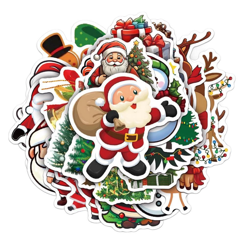 Santa Claus riding a scooter cartoon stickers design