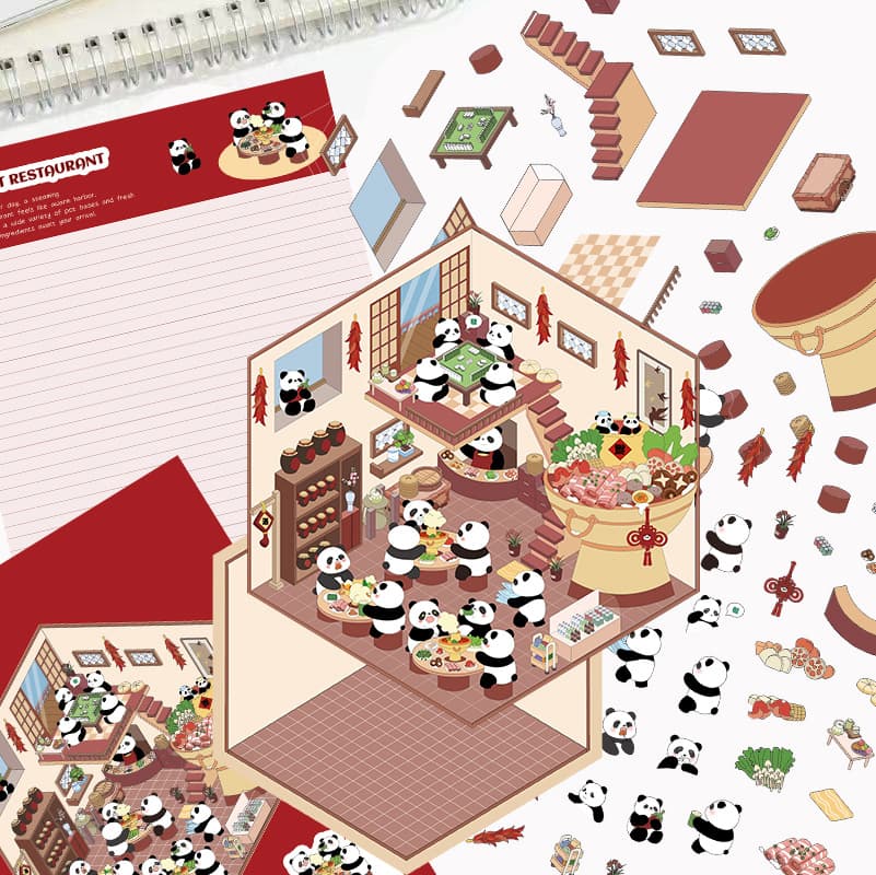 3D scene sticker featuring cute hamster designs in a miniature setting