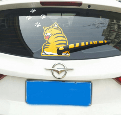 Cheeky cat design car sticker for a playful vehicle