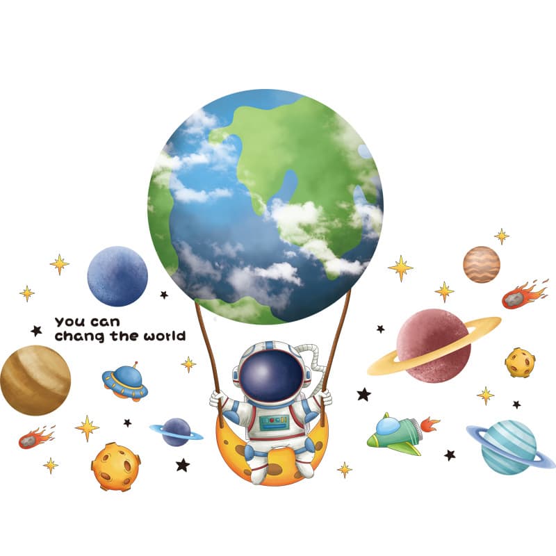 Spaceman astronaut cartoon vinyl wall sticker design