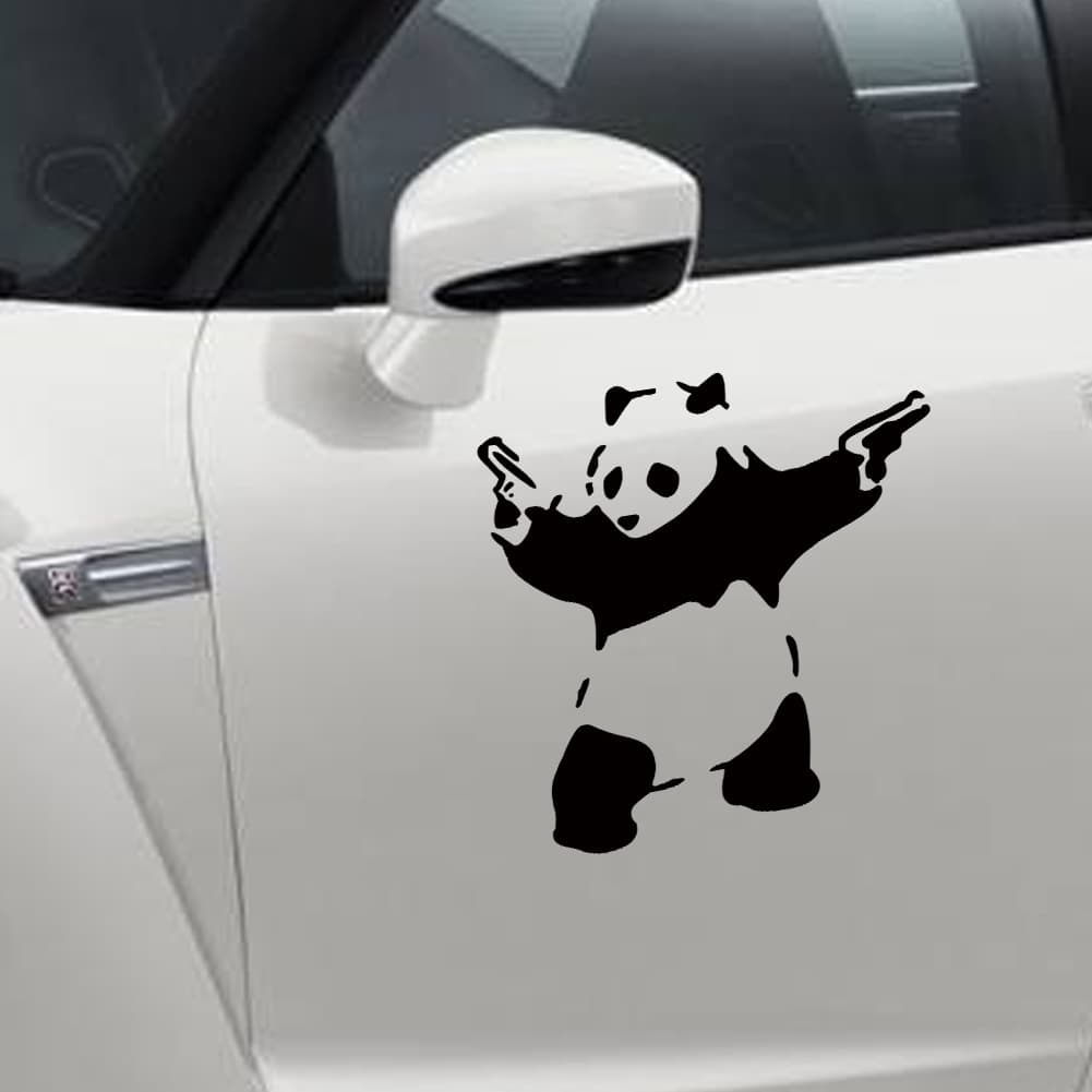 Outdoor sports-themed panda car sticker with cartoon design