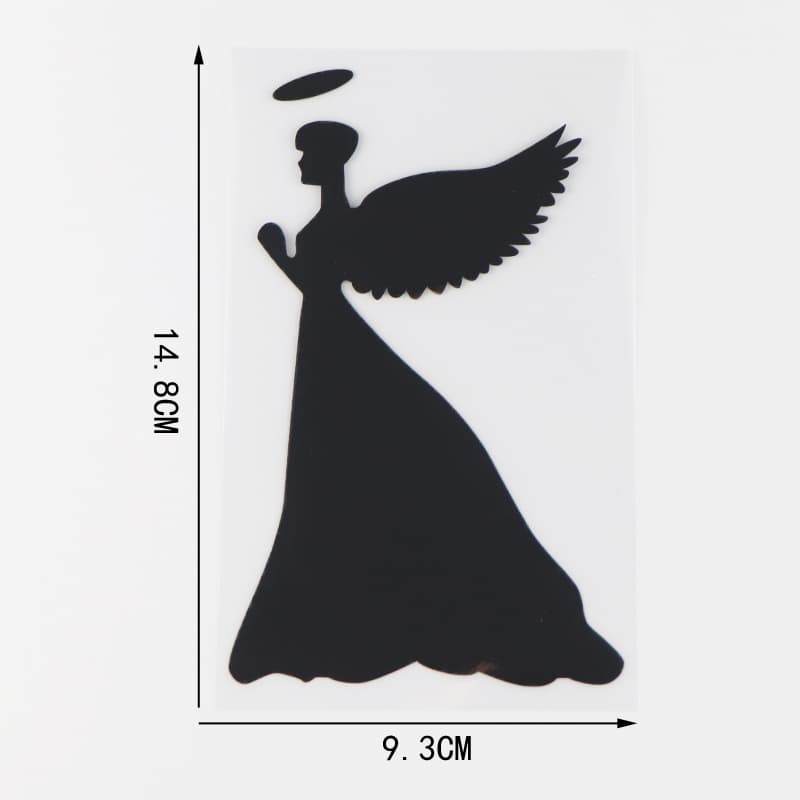 Praying angel car scratch cover sticker design in reflective silver