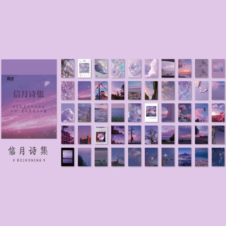 Variety of retro decorative stickers including hearts and sunsets.