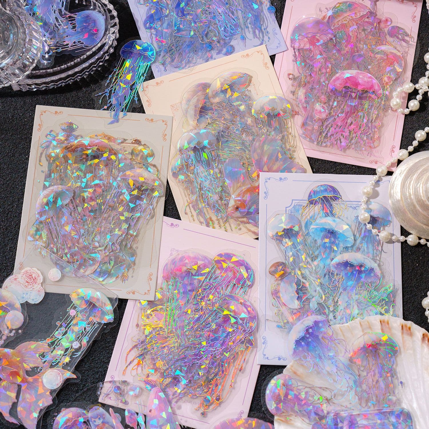 Collection of watercolor jellyfish vinyl stickers