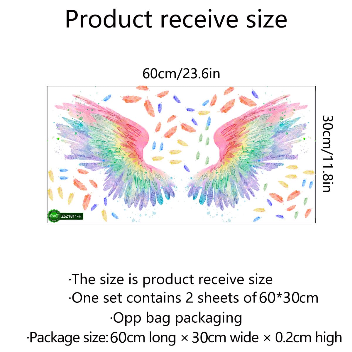 Colorful Angel Wings Wall Sticker for home decoration